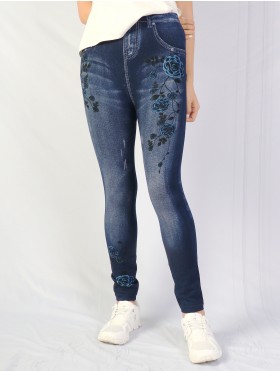 High Waist Denim Style Stretchy Legging (Fleece Lined)